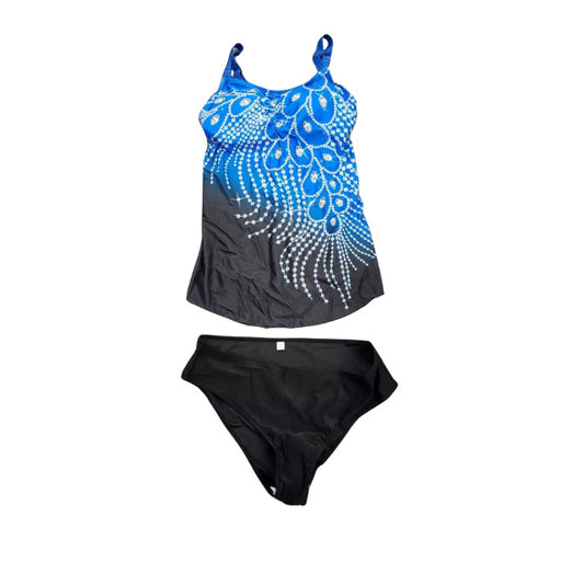 Women Two-Piece Rhinestone Tie Dye Bathing Suit Padded Push Up Swimwear Size 2XL