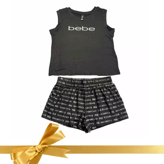 bebe Womens Pajama Sets Tank Top Shirt and Shorts Sleepwear Black Size Small