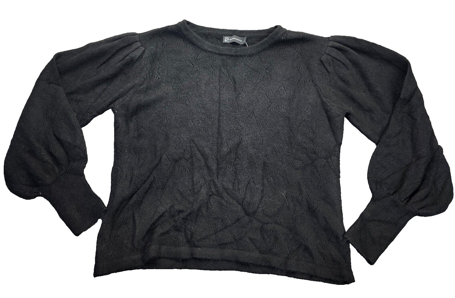 New York & Company Women's Pleated Shoulder Balloon-Sleeve Crewneck Sweater XL