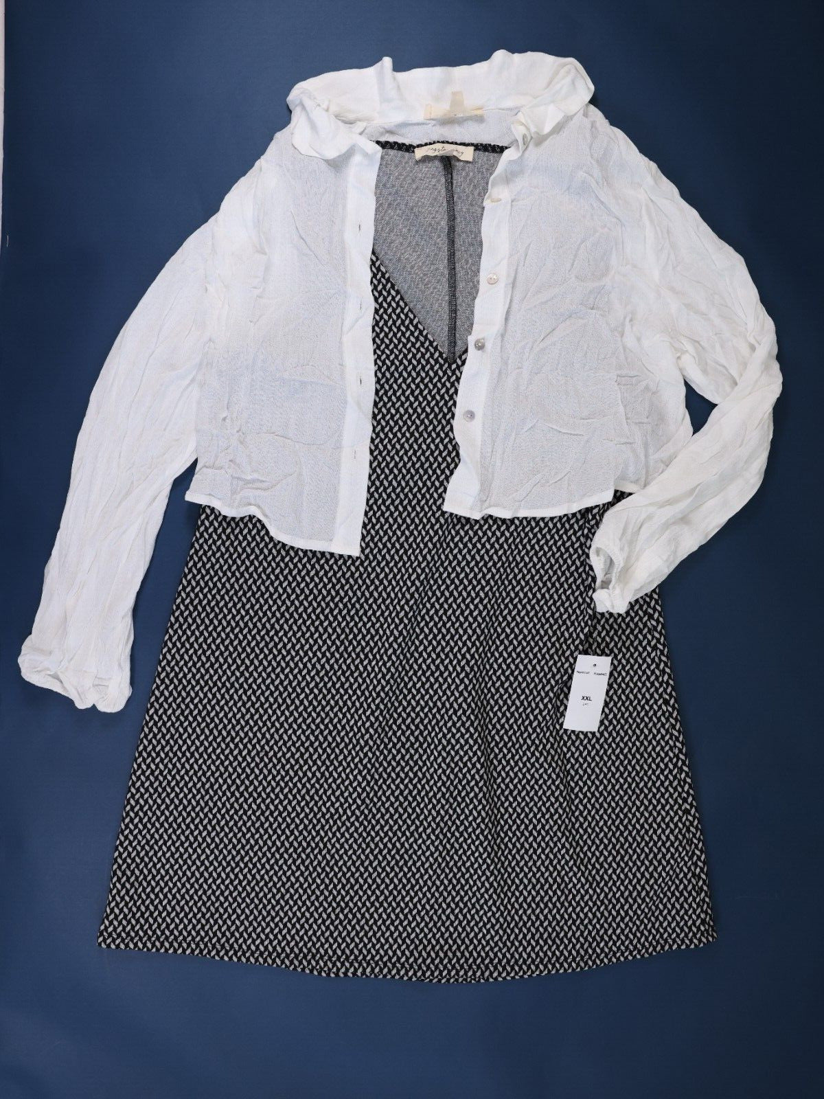 kingston grey Womens 2 piece Grey and white dress and cover up size XXL