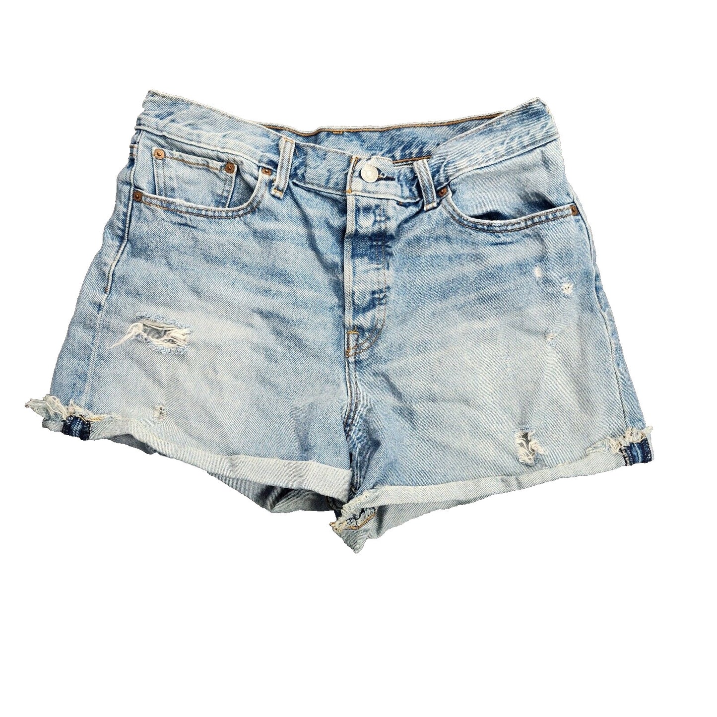 Levi's Women's Light Blue and Navy Shorts 32W