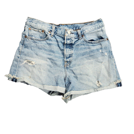 Levi's Women's Light Blue and Navy Shorts 32W
