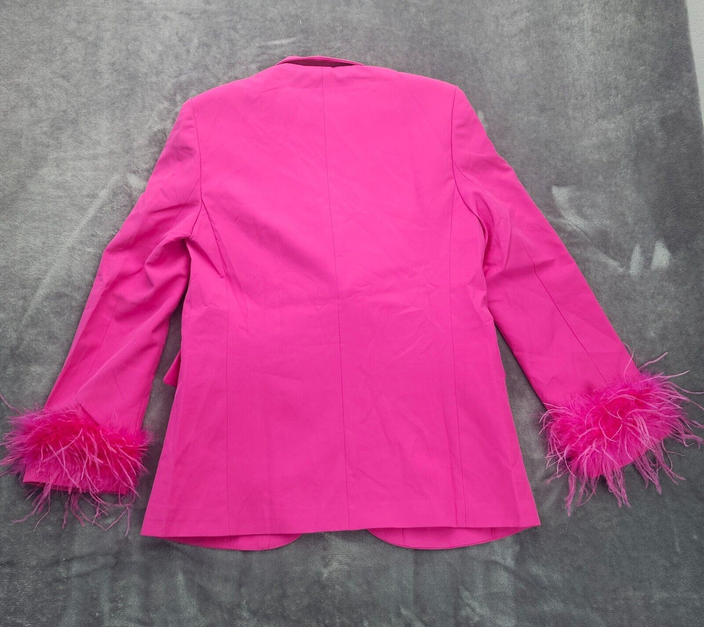 Finesse Womens Long Sleeve Feather V Neck Party Clubwear Blazer Pink Sz XS