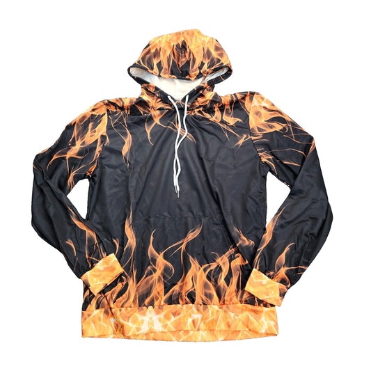 Men’s Flame 3D Printing Hoodie Sweatshirt, Unisex Pullover Hoodie Orange 3XL