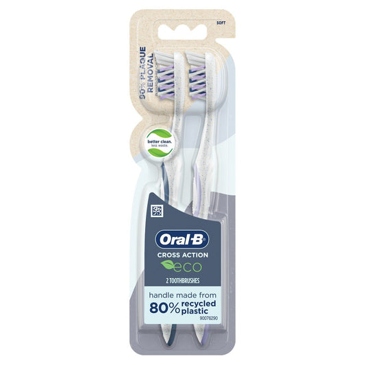 2 pack of Oral-B CrossAction Eco Manual Toothbrush, Soft Bristles, 2 Count