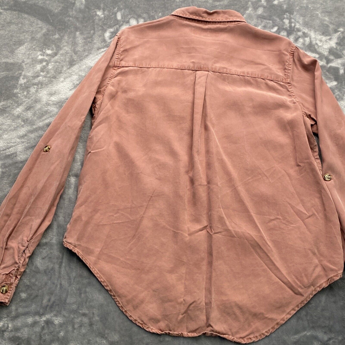 Thread & Supply Shirt Dress Womens Large Pink / Peach Button Up Roll Tab Sleeve