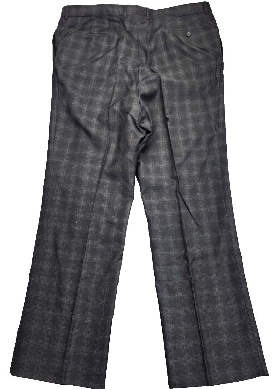 Willis and Walker 100% Wool Mens Suit Set Gray Checked Pattern SZ 52 Extra Long