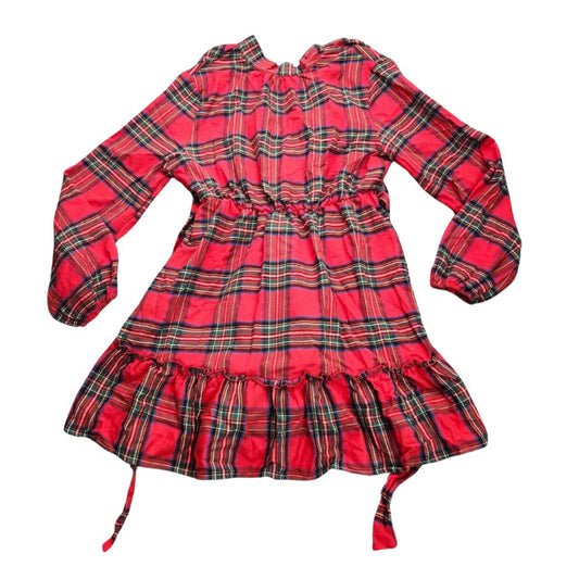 CUPSHE Women's Plaid Fall Dress Long Sleeve Tie Belt Large
