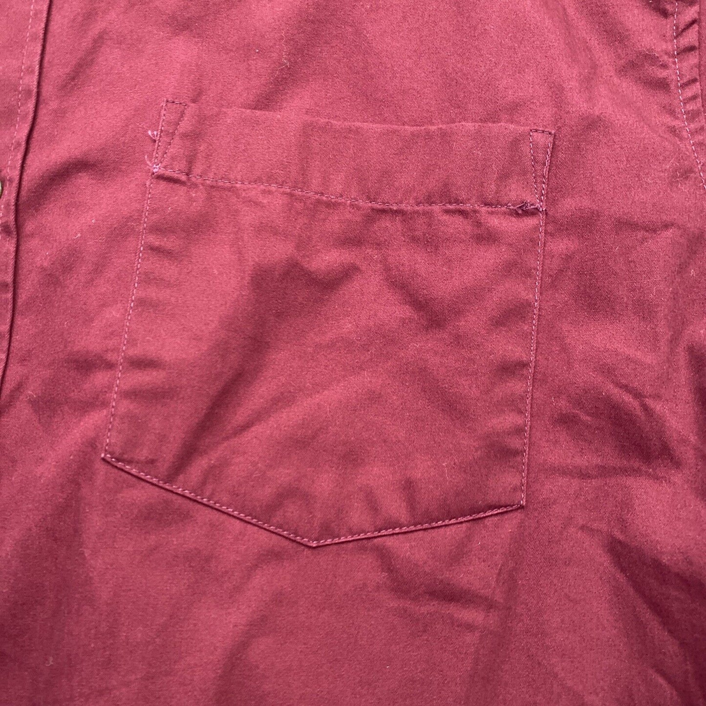 Vintage Eddie Bauer Button Down Shirt Mens T-XL Burgundy Herringbone
