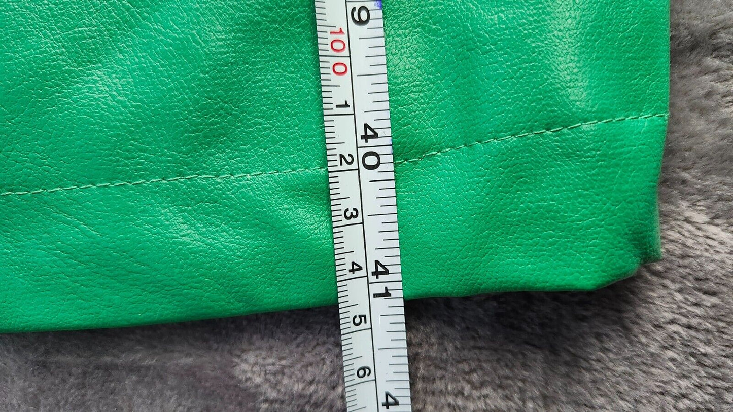 Finesse Bright Green Faux Fur Collar Trim Trench Coat XS