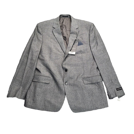 Lauren Ralph Lauren Classic-Fit Wool Suit Jacket Black/White Houndstooth 46L NWT
