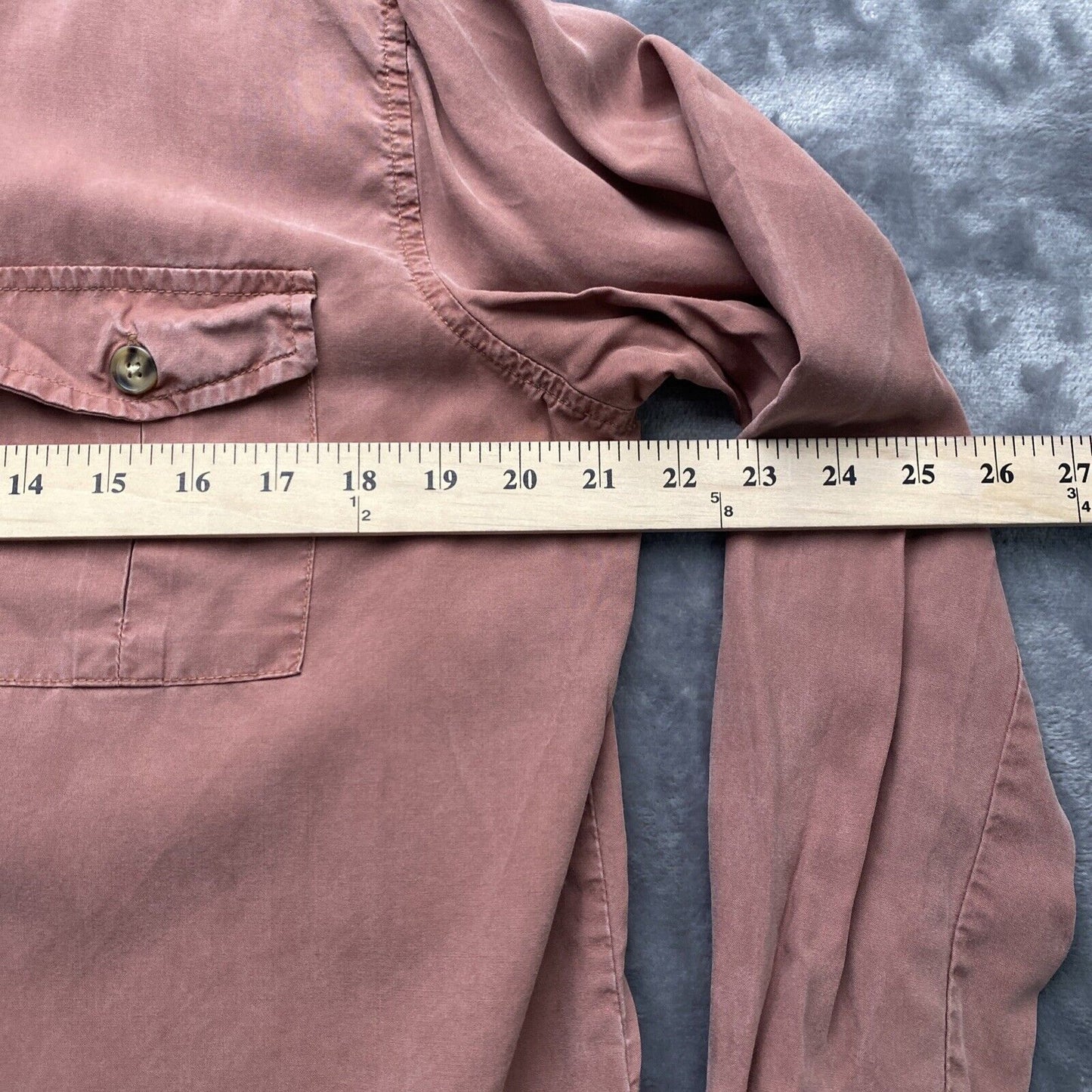 Thread & Supply Shirt Dress Womens Large Pink / Peach Button Up Roll Tab Sleeve