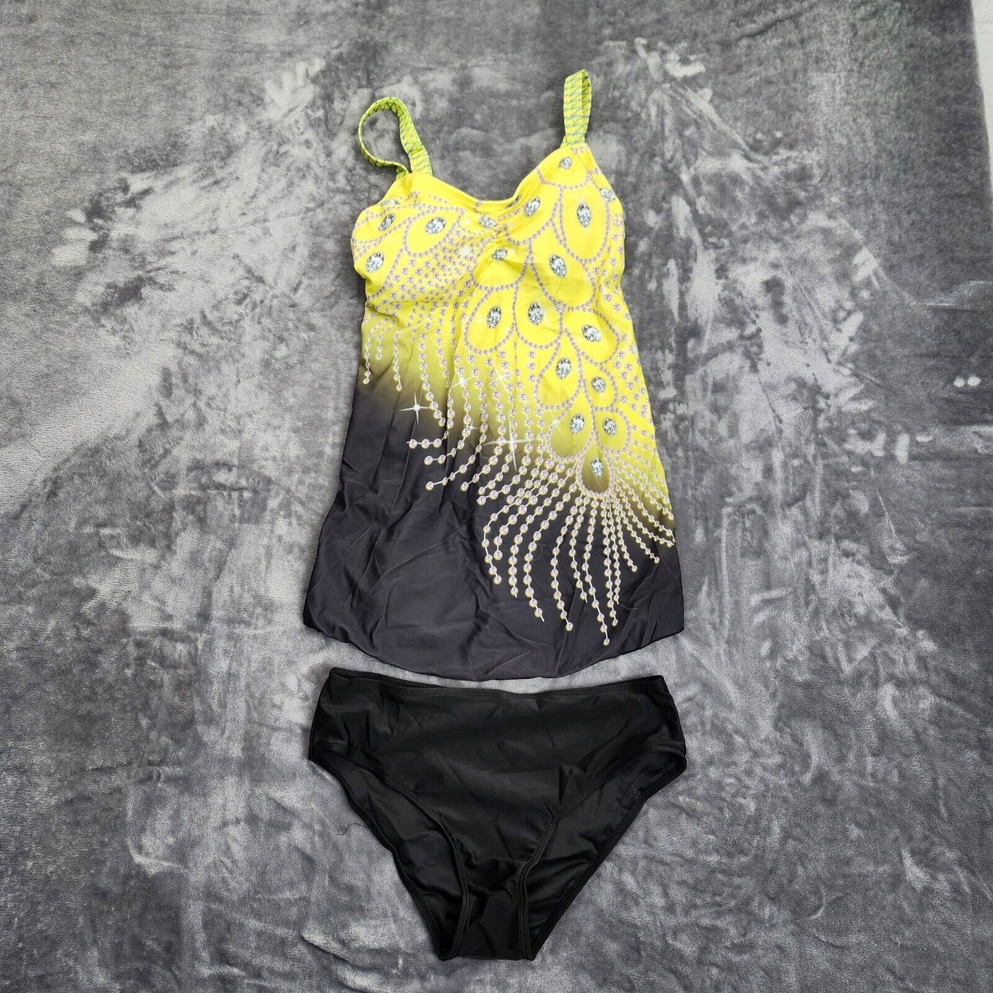 Womens Swimsuit Shorts Backless Two Piece Beach Wear Yellow Medium