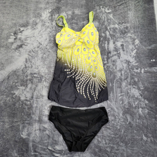 Womens Swimsuit Shorts Backless Two Piece Beach Wear Yellow Medium