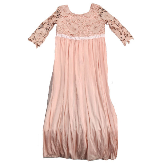 Plus Size Pink Romantic Embroidered Mesh Bridesmaid Dress With Applique 3XL