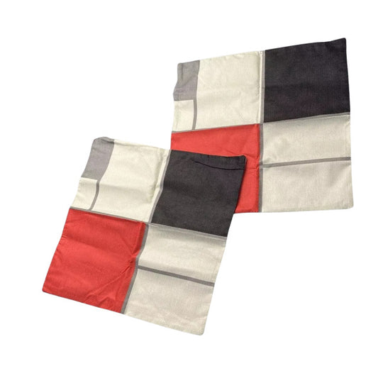 Cotton Woven Pillow Covers Set of 2 Modern Luxury Cushion Cases Red Black Gray