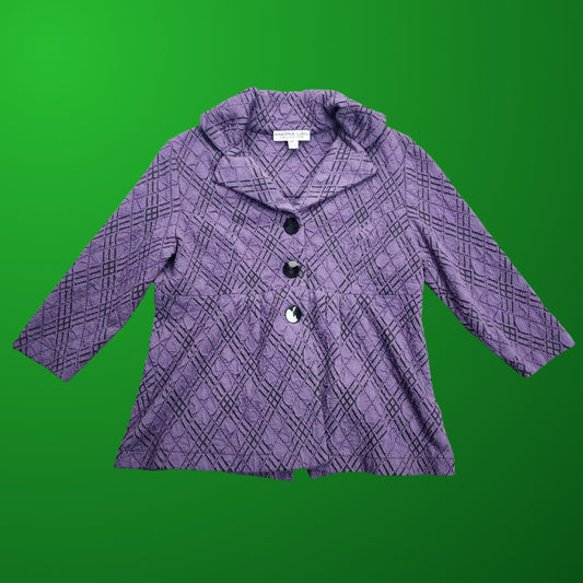 ANDRIA LIEU COLLECTION Womens Purple Button Up Coat Medium