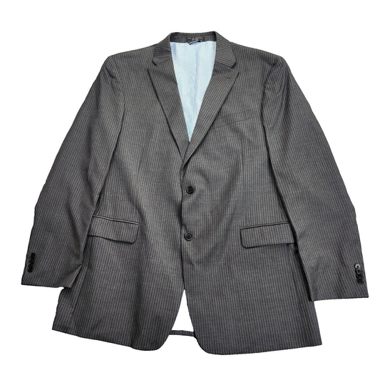 Tommy Hilfiger Men's Suit Jacket Two Button Single Breasted Gray Striped 46L