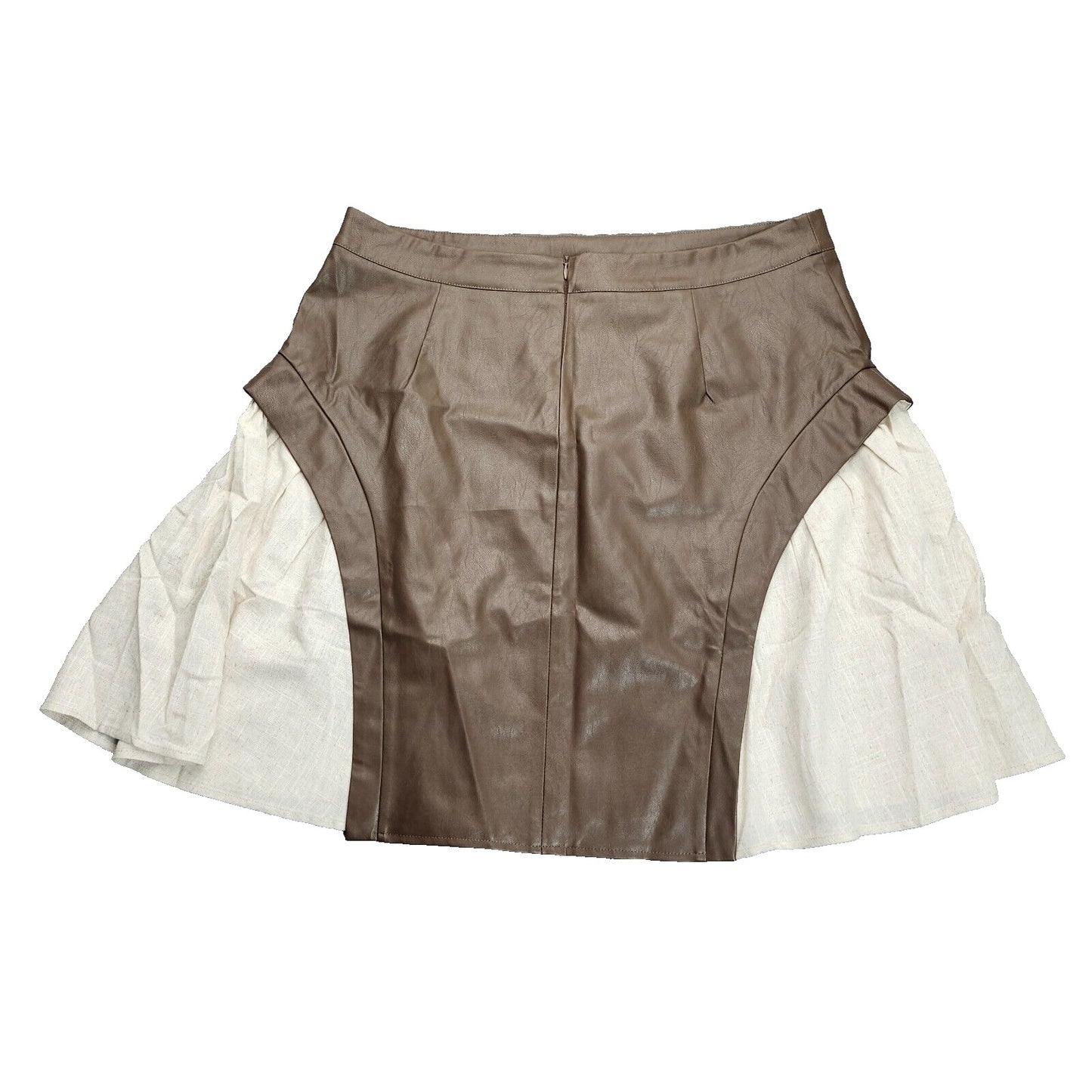 MICAS Womens Color Block Patchwork Faux Leather Zipper Skirt 2XL