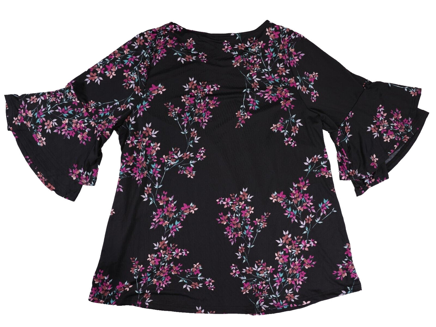 VINCE CAMUTO Holiday Hues 3/4 RUFFLED BELL SLEEVE LADYS TOP Holiday HUES SIZE L